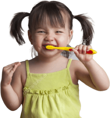 Girl brushing her teeth